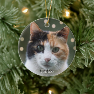 Aangepaste Calico Kat Foto Gepersonaliseerd Keramisch Ornament