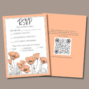 Aangepaste California Poppy Peach Bloemenbruiloft RSVP Kaartje