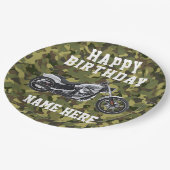 Aangepaste Camo Motorcycle Happy Birthday Name Papieren Bordje (Gekanteld)