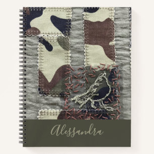 Aangepaste Camo Vogel Patchwork Uiterlijk Natuur O Notitieboek