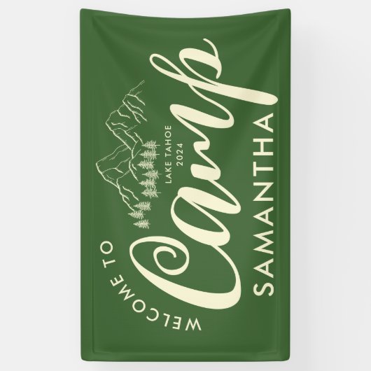 Aangepaste Camp Bachelorette Party Modern Rustiek  Spandoek (Verticaal)