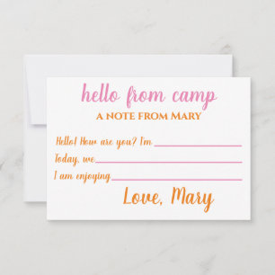 Aangepaste Camp Notecards voor meisjes Bedankkaart