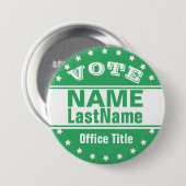 Aangepaste campagne Sjabloon Groen/Wit Ronde Button 7,6 Cm (Voorkant /achterkant)