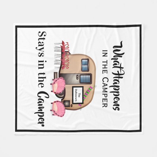 Aangepaste Camper/Flamingo Fleece Deken (Voorkant (Horizontaal))