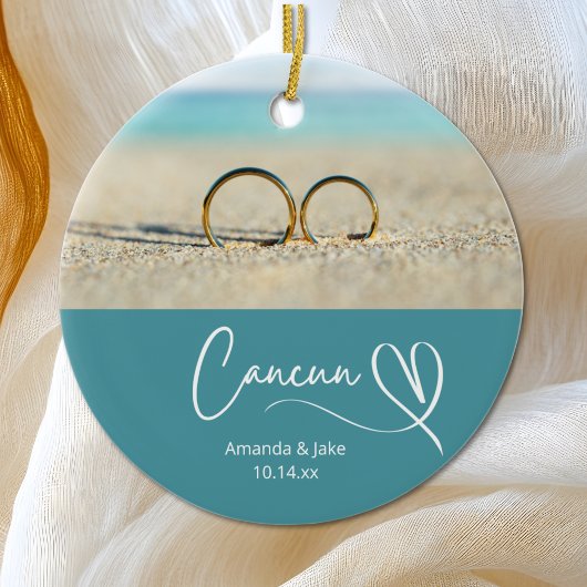 Aangepaste Cancun Bestemming Strand Bruiloft Keramisch Ornament