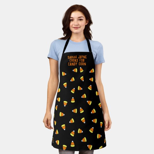 Aangepaste Candy Corn Funny Halloween Schort (Gedragen)