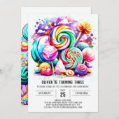 Aangepaste Candyland bewerkbare verjaardag Kaart (Voorkant / Achterkant)