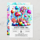 Aangepaste Candyland Kids Verjaardag Kaart (Voorkant / Achterkant)