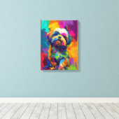 Aangepaste Canvas Poster Levendig Kleurrijke Shih Afdruk (Insitu (Houten vloer))