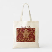 Aangepaste canvas tas met elegant rood damast ontw (Achterkant)