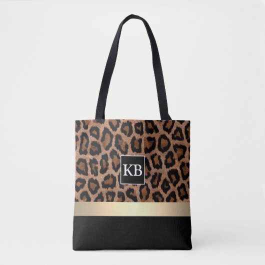 Aangepaste Canvas tas van het Monogram Leopard Pat (Voorkant)