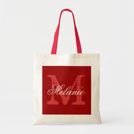 Aangepaste canvas tas voor monogram | Rood Bordeau (Voorkant)