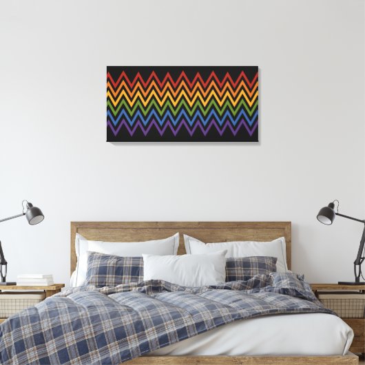 Aangepaste canvasafdruk regenboogChevron Pattern Canvas Afdruk (Insitu (Slaapkamer))