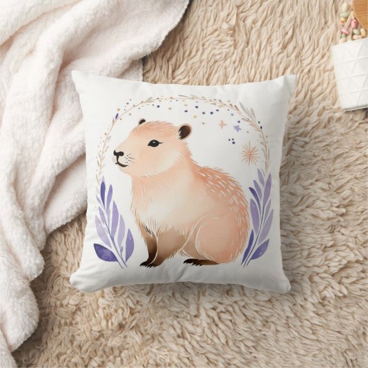 Aangepaste Capybara Kussen met Boho Floral Design (Deken)