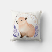 Aangepaste Capybara Kussen met Boho Floral Design  (Voorkant)