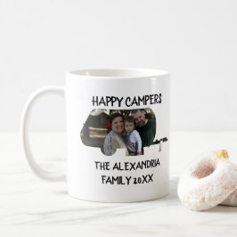 Aangepaste caravan familiefotogelukkige campers koffiemok