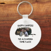Aangepaste caravan familiefotogelukkige campers sleutelhanger (Voorkant)
