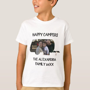 Aangepaste caravan familiefotogelukkige campers t-shirt