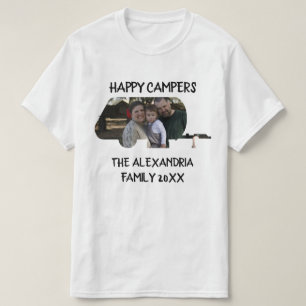 Aangepaste caravan familiefotogelukkige campers t-shirt