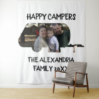 Aangepaste caravan familiefotogelukkige campers