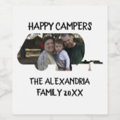 Aangepaste caravan familiefotogelukkige campers wijn etiket (Enkel label)