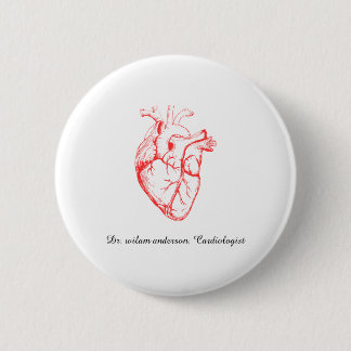 Aangepaste cardioloog hartanatomiekunst ronde button 5,7 cm
