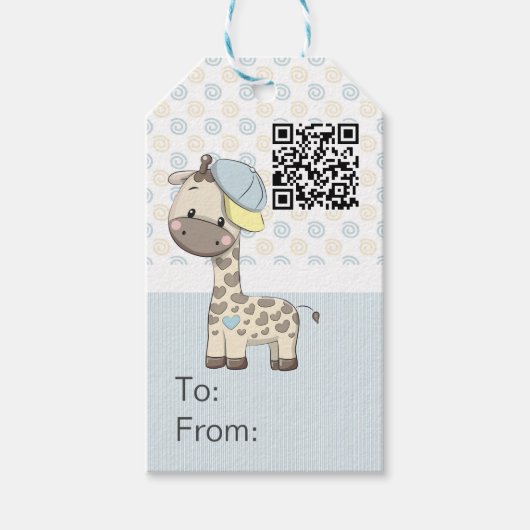 Aangepaste Cartoon Baby Giraffe Cadeaus Labels Cadeaulabel (Voorkant)