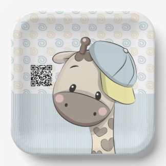 Aangepaste Cartoon Baby Giraffe Papieren Borden Bordje