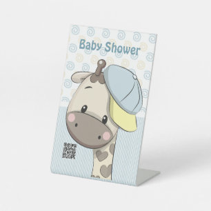 Aangepaste Cartoon Baby Giraffe Reclamebord Met Voetstuk
