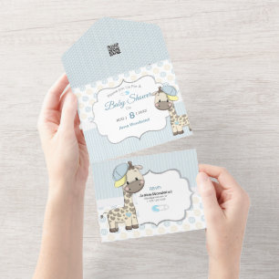 Aangepaste Cartoon Baby Giraffe Uitnodiging