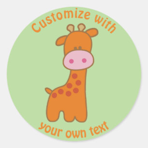 Aangepaste Cartoon Giraffe Ronde Sticker