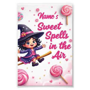 Aangepaste Cartoon Heks & Snoep Sky Wall Art Print Foto Afdruk