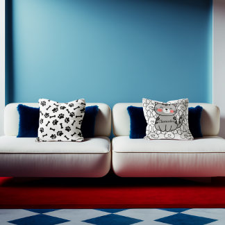 Aangepaste cartoon kattennaam met kattenpoten kussen