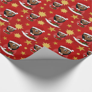 Aangepaste cartoon kerstmeisje cadeaupapier