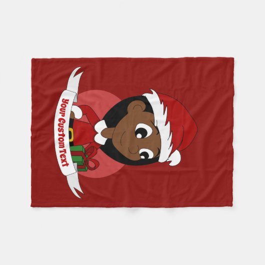 Aangepaste cartoon kerstmeisje fleece deken (Voorkant (Horizontaal))