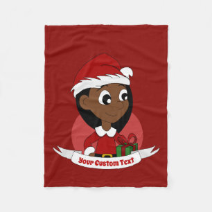 Aangepaste cartoon kerstmeisje fleece deken