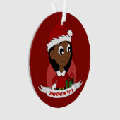 Aangepaste cartoon kerstmeisje ornament (voorkant)