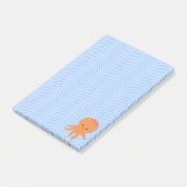 Aangepaste Cartoon Octopus met Blauwe Golven Post-it® Notes (Schuin)