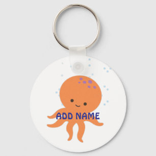 Aangepaste Cartoon Octopus met Naam Sleutelhanger