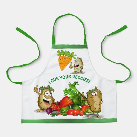 Aangepaste Cartoon Veggies Kinderen Apron Schort (Voorkant)