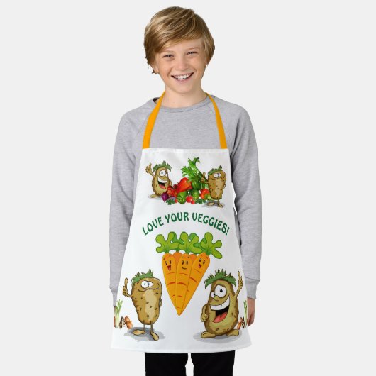Aangepaste Cartoon Veggies Kinderen Apron Schort (Gedragen)