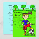 Aangepaste Cartoon Voetbal Birthday Party Kaart (Voorkant / Achterkant)