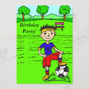 Aangepaste Cartoon Voetbal Birthday Party Kaart