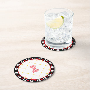 Aangepaste Casino Feestdecoratie, Poker Speelkaart Ronde Kartonnen Onderzetter