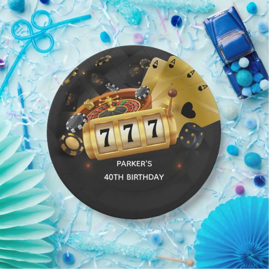 Aangepaste Casino Night Party Zwart Goud Papieren Bordje (Feest)