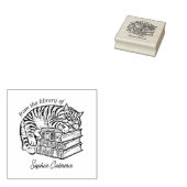 Aangepaste  Cat Bookplate Rubberstempel (Gestempeld)