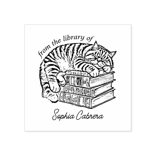 Aangepaste Cat Bookplate Rubberstempel (Afrduk)