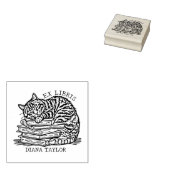 Aangepaste Cat Bookplate Rubberstempel (Gestempeld)