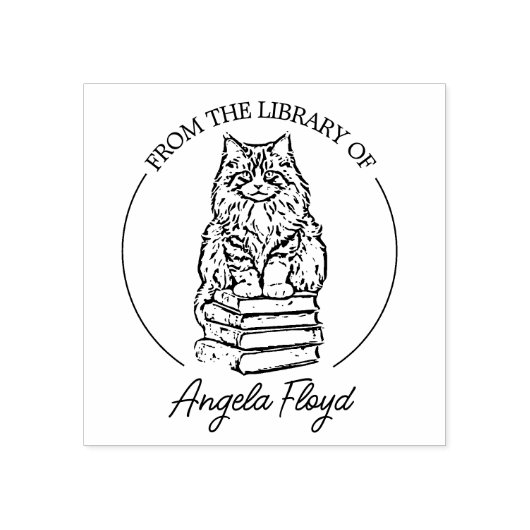 Aangepaste  Cat Bookplate Rubberstempel (Afrduk)