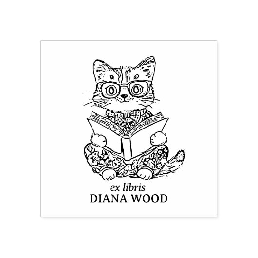 Aangepaste Cat Ex Libris Rubberstempel (Afrduk)